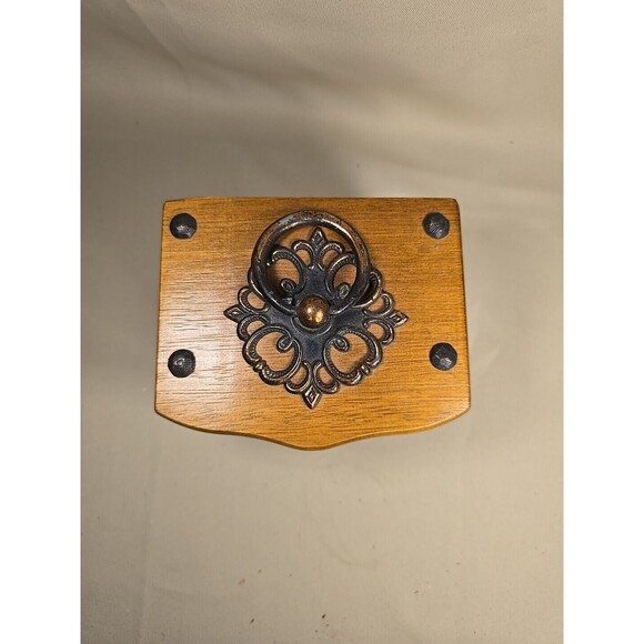 Vintage Cork Coaster Set with Wood Caddy Carrier Holder Brass Trim 082425 - Picture 2 of 10